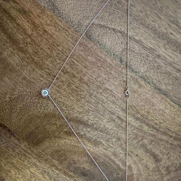 Angara Bezel-Set Round 3/4 Ct. Diamond Solitaire Pendant on 14K White Gold Chain - Picture 5 of 10